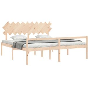 Bed Frame with Headboard 200x200 cm Solid Wood Vidaxl Brown