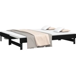 Pull-out Day Bed Black 2x(90x200) cm Solid Wood Pine vidaXL - Black