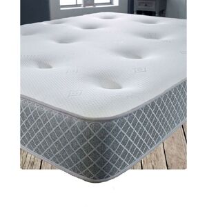 Starlight Beds – Double Memory Foam Mattress. Hybrid 4ft6 Sprung Hand Tufted Mattress with Grey Border (Double Mattress)