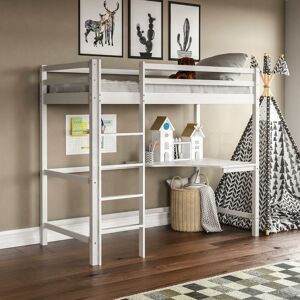 HOME DISCOUNT Sydney 3ft Single Solid Pine Wood Bunk Bed With Desk, White