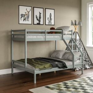 HOME DISCOUNT Sydney Triple Sleeper Solid Pine Wood Bunk Bed, Single & Double Bed, Grey