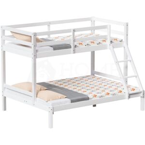 HOME DISCOUNT Sydney Triple Sleeper Solid Pine Wood Bunk Bed, Single & Double Bed, White