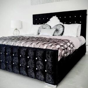 DIVAN BEDS UK Valencia Luxury Crushed Velvet Upholstered Bed Frame / 4FT / 1500 Pocket Spring Memory Foam Mattress
