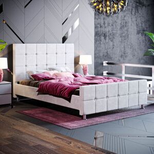 HOME DISCOUNT Valentina 4ft6 Double Fabric Bed Frame, Light Grey Velvet, 190 x 135 cm