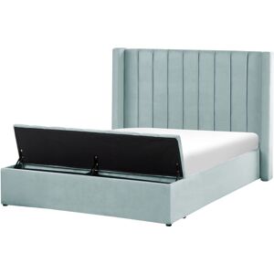 BELIANI Velvet eu Double Size Bed Frame Tufted 4ft6 Storage Bench Mint Green Noyers - Green