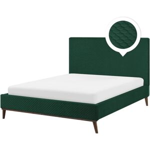 Beliani - Modern Velvet Fabric eu Double Size Bed Frame 4ft6 Upholstered Green Bayonne - Green