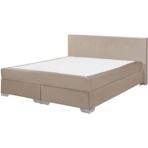 BELIANI Velvet eu King Size Divan Bed 5ft3 Spring Mattress Headboard Beige Consul - Beige