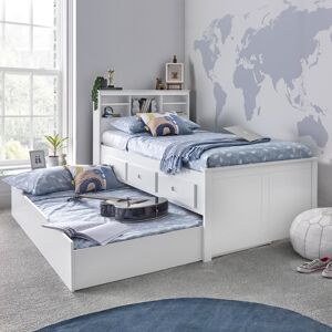 BEDMASTER Venus White Guest Bed With Drawers And Trundle With Orthopaedic Mattresses