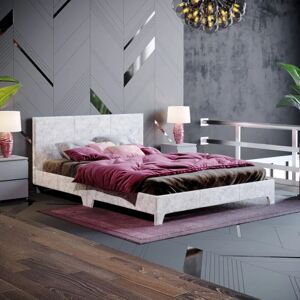 HOME DISCOUNT Victoria 4ft6 Double Fabric Bed Frame, Silver Velvet, 190 x 135 cm