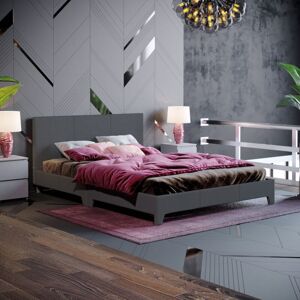 HOME DISCOUNT Victoria 4ft6 Double Fabric Bed Frame, Dark Grey Linen, 190 x 135 cm