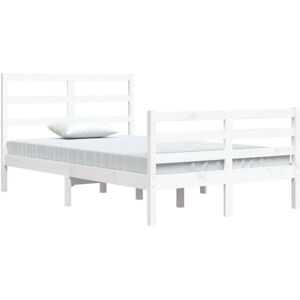 Bed Frame White Solid Wood Pine 120x200 cm Vidaxl White