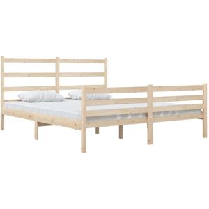 Bed Frame Solid Wood Pine 135x190 cm Double Vidaxl Brown