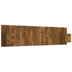 Bed Headboard with Cabinets Smoked Oak Engineered Wood Vidaxl Brown