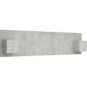 Bed Headboard with Cabinets Concrete Grey Engineered Wood Vidaxl Grey