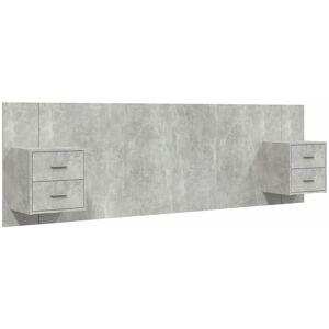 Bed Headboard with Cabinets Concrete Grey Engineered Wood Vidaxl Grey