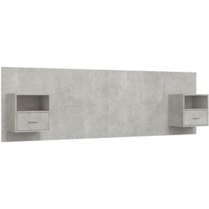 Bed Headboard with Cabinets Concrete Grey Engineered Wood Vidaxl Grey