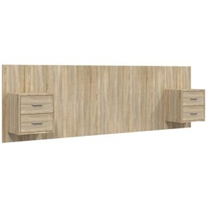 Bed Headboard with Cabinets Sonoma Oak Engineered Wood Vidaxl Brown