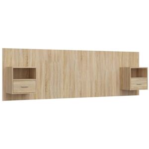 Bed Headboard with Cabinets Sonoma Oak Engineered Wood vidaXL - Brown