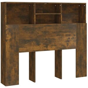 Headboard Cabinet Smoked Oak 120x19x103.5 cm Vidaxl Brown