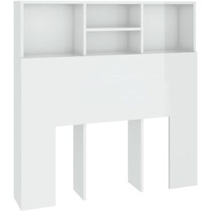 Headboard Cabinet High Gloss White 100x19x103.5 cm Vidaxl White