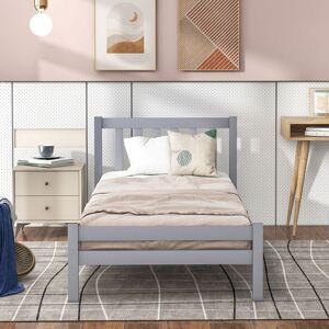 QHJ White Wooden Single Bed Frame Adults Kids Teenagers Bedroom Furniture 3FT Grey