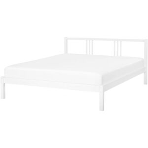 Beliani - Modern Solid Wood eu Double Size Bed Frame 4ft6 Pine Slatted White Vannes - White
