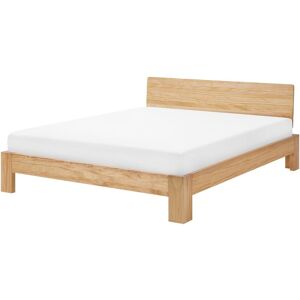 BELIANI Modern eu King Size Wooden Bed Frame 5ft3 Light Wood Headboard Slats Royan - Light Wood