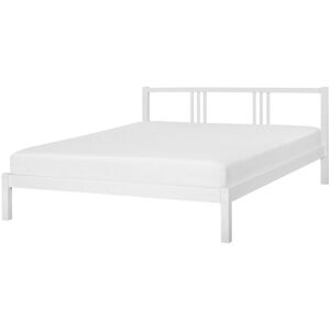Beliani - Modern Solid Wood eu King Size Bed Frame 5ft3 Pine Slatted White Vannes - White