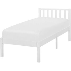 BELIANI Modern Wooden EU Single Bed Frame 3ft Pine Wood Slatted Base White Florac - White