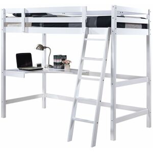 HUMZA AMANI Wooden Study 3FT Bunk Bed Frame with Desk in White - Frame Only