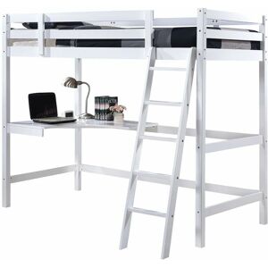 HUMZA AMANI Wooden Study 3FT Bunk Bed Frame with Desk in White - Frame with F10 Mattress