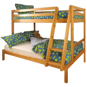 COMFY LIVING Wooden Triple Bunk Bed in Caramel