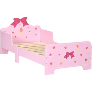 Kids Toddler Bed w/ Cute Patterns, Safety Rails - Pink - Pink - Zonekiz