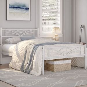 3ft Single Metal Bed Frame with Cloud-inspired Design Headboard and Metal Bed Slats, White - Yaheetech