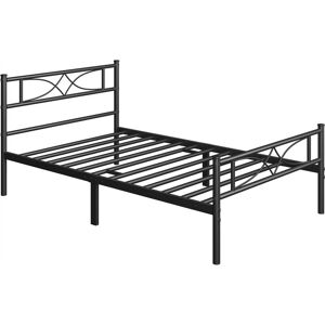 Yaheetech - 3ft Single Simple Metal Bed Frame with Curved Design Headboard and Footboard, Black