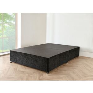 SR LIVING LTD 4FT6 Black chenille Divan Bed with no mattress