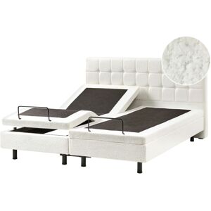 BELIANI Adjustable Bed Boucle DUKE 160 x 200 cm (EU King Size) Off-White
