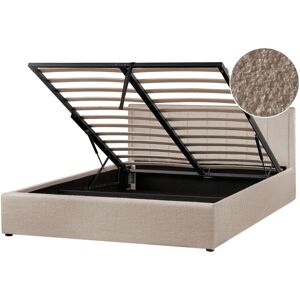 BELIANI Ottoman Bed Boucle MONTLAUR 160 x 200 cm (EU King Size) Taupe