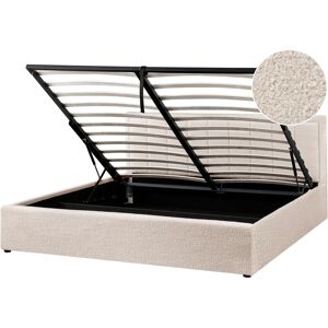 BELIANI Ottoman Bed Boucle MONTLAUR 180 x 200 cm (EU Super King) Beige