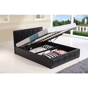 Furniturestop - Excellence Ottoman Storage Faux Leather Bed - Brown - 1500 Pocket Spring Mattress 4ft6