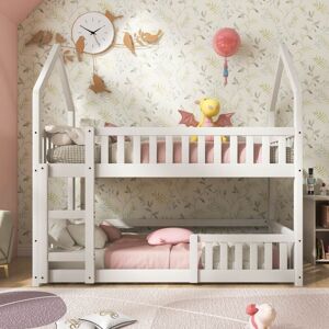SWEEVT Bunk Bed, Twin Sleeper Bed with Ladder, Solid Wood Frame 3FT Single bed, Gaming Bed, Castle-shaped Bed 90 x 190 cm Children's Bed room Furniture,