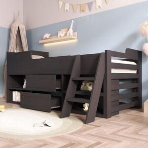 Abrihome - Cabin Bed Mid Sleeper Bed Frame Storage Kids Wooden bed with Drawers Shelf Storage Low Sleeper Bed 3ft Single (90 x 190 cm) Frame Only,
