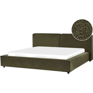 BELIANI Classic Upholstered Boucle Bed eu Super King Size 6ft Frame Slatted Base Green Linards