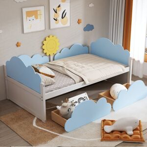 Dewdat - Cloud Shape Daybed with Storage Drawers – 3FT Kids Toddler Bed, Single Bed (90190cm) - blue