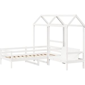 Vidaxl - Day Bed and Bench Set with Roof without Mattress White 80x200 cm