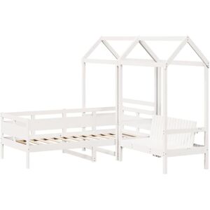 Vidaxl - Day Bed and Bench Set with Roof without Mattress White 80x200 cm