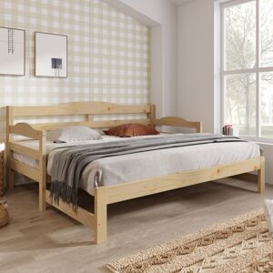 Abrihome - Daybed, Cabin Bed, SIngle Guest Bed Sofa Bed, Pull out Trundle for Living Room and Bedroom - (3 ft) 90 x190 cm - Natural