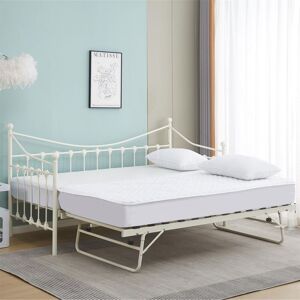 Kosy Koala - Daybed With Pull Out Trundle White 3ft Single Bed and 2 Mattresses Metal Guest Room Bedroom Living Room