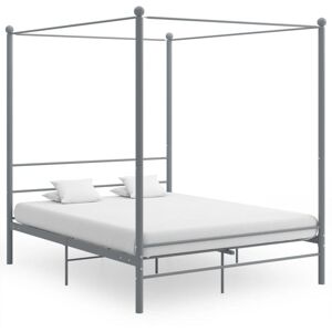 BONNEVIE Double Bed Frame,Canopy Bed Frame without Mattress Grey Metal 160x200 cm VSVS88617