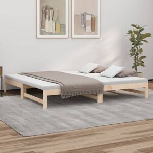BONNEVIE Double Bed Frame,Pull-out Day Bed without Mattress 2x(80x200) cm Solid Wood Pine VSVS31766